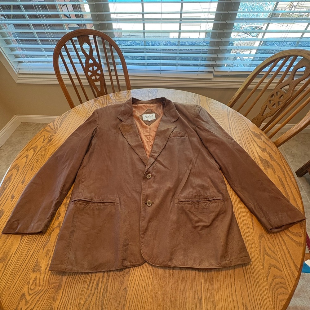 Remy Leather Fashions Vintage 70’s Soft Camel Brown Blazer Jacket Men’s 46